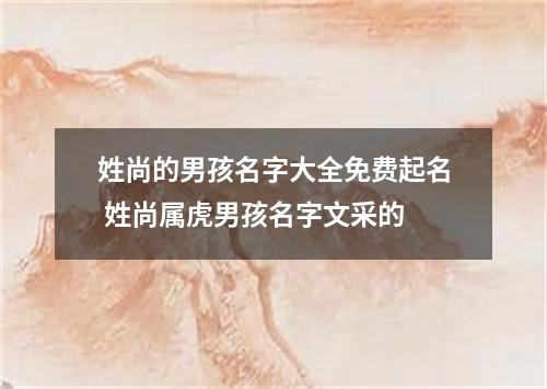 姓尚的男孩名字大全免费起名 姓尚属虎男孩名字文采的