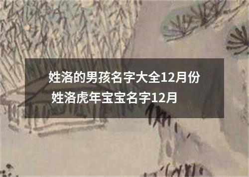 姓洛的男孩名字大全12月份 姓洛虎年宝宝名字12月
