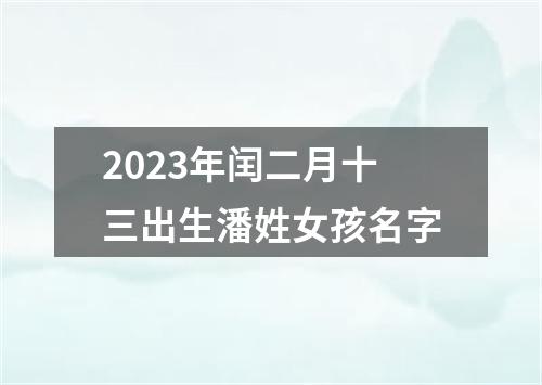 2023年闰二月十三出生潘姓女孩名字