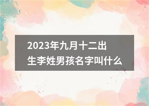 2023年九月十二出生李姓男孩名字叫什么