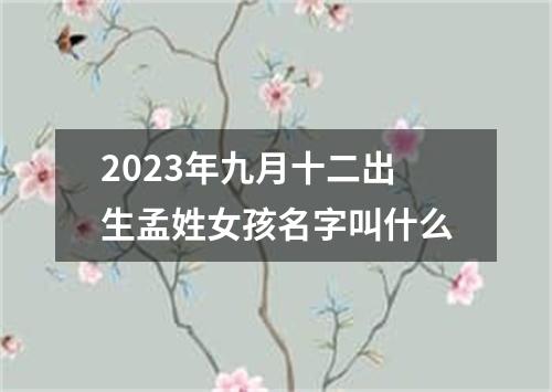 2023年九月十二出生孟姓女孩名字叫什么