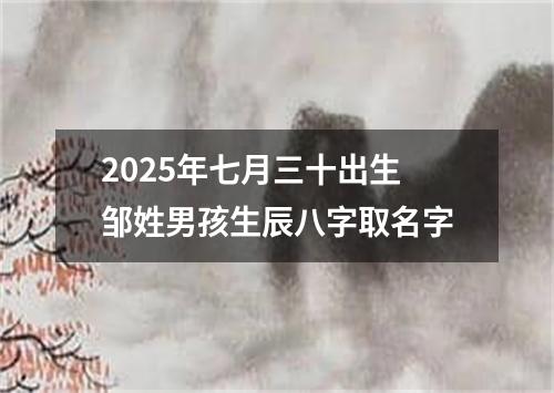 2025年七月三十出生邹姓男孩生辰八字取名字