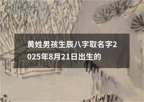黄姓男孩生辰八字取名字2025年8月21日出生的