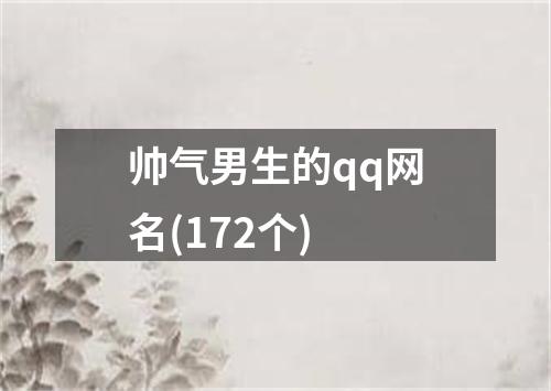 帅气男生的qq网名(172个)