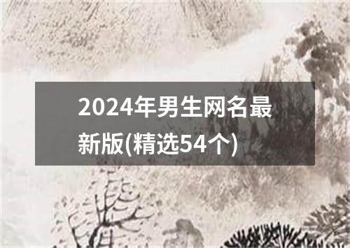 2024年男生网名最新版(精选54个)