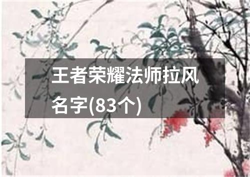 王者荣耀法师拉风名字(83个)