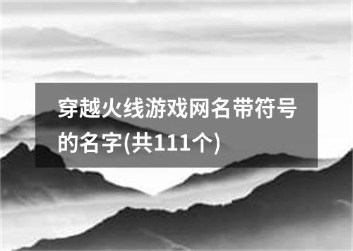 穿越火线游戏网名带符号的名字(共111个)