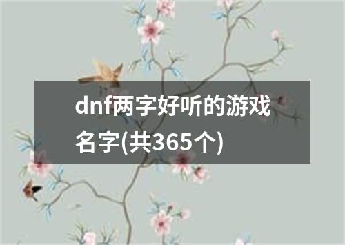 dnf两字好听的游戏名字(共365个)