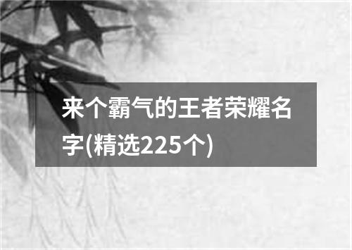 来个霸气的王者荣耀名字(精选225个)