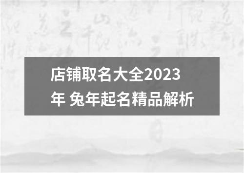 店铺取名大全2023年 兔年起名精品解析
