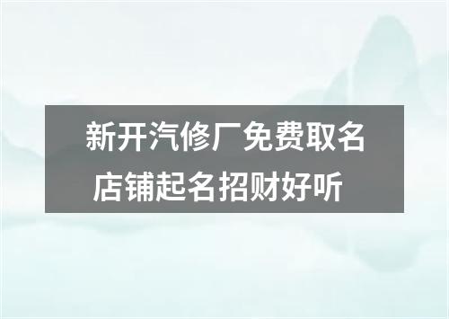 新开汽修厂免费取名 店铺起名招财好听