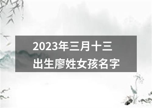 2023年三月十三出生廖姓女孩名字