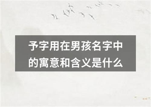 予字用在男孩名字中的寓意和含义是什么