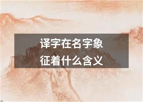 译字在名字象征着什么含义