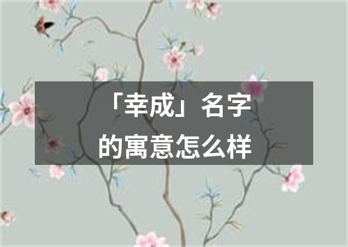 「幸成」名字的寓意怎么样