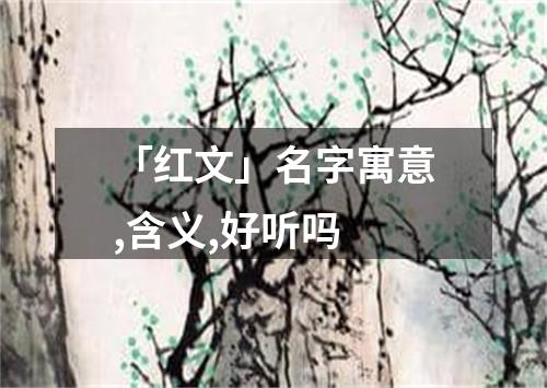 「红文」名字寓意,含义,好听吗