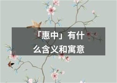 「惠中」有什么含义和寓意