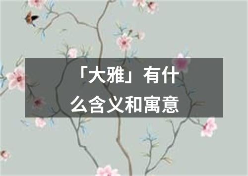 「大雅」有什么含义和寓意