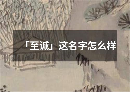 「至诚」这名字怎么样