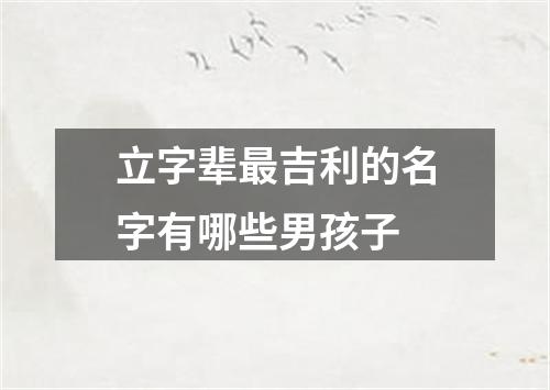 立字辈最吉利的名字有哪些男孩子