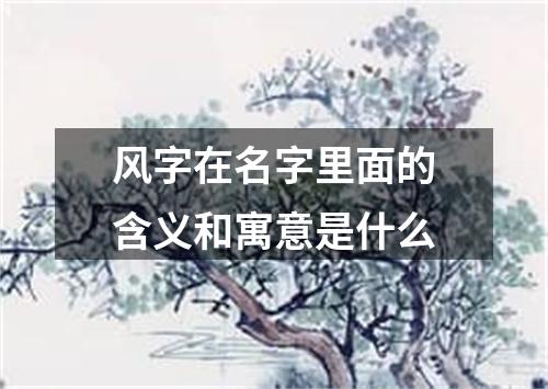 风字在名字里面的含义和寓意是什么