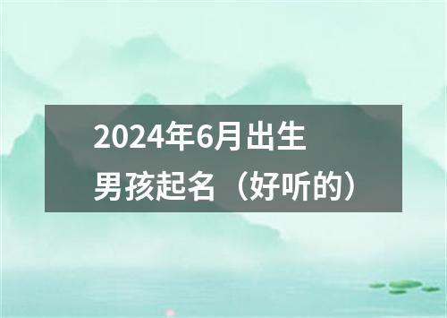 2024年6月出生男孩起名（好听的）