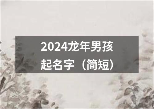 2024龙年男孩起名字（简短）