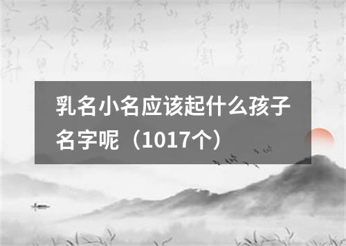 乳名小名应该起什么孩子名字呢（1017个）