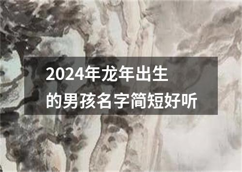 2024年龙年出生的男孩名字简短好听