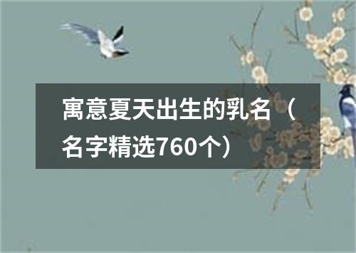 寓意夏天出生的乳名（名字精选760个）