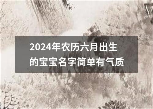 2024年农历六月出生的宝宝名字简单有气质