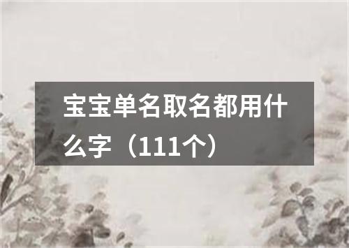 宝宝单名取名都用什么字（111个）