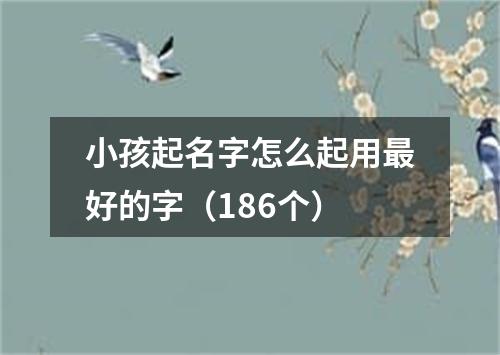 小孩起名字怎么起用最好的字（186个）