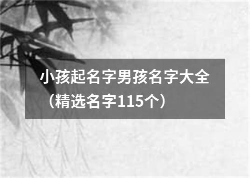 小孩起名字男孩名字大全（精选名字115个）