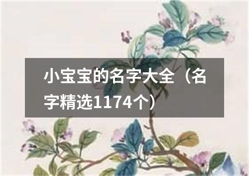 小宝宝的名字大全（名字精选1174个）