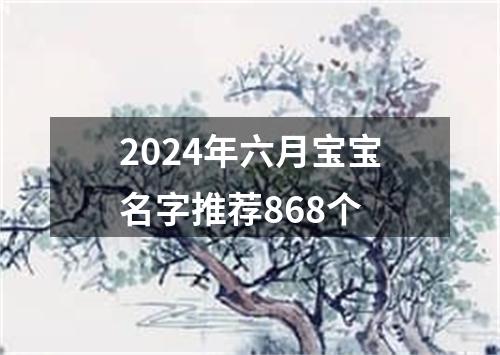 2024年六月宝宝名字推荐868个