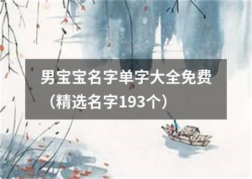 男宝宝名字单字大全免费（精选名字193个）