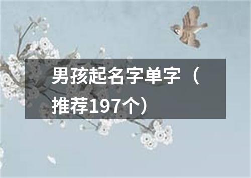 男孩起名字单字（推荐197个）