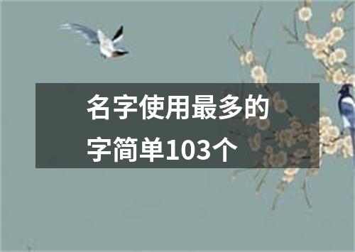 名字使用最多的字简单103个