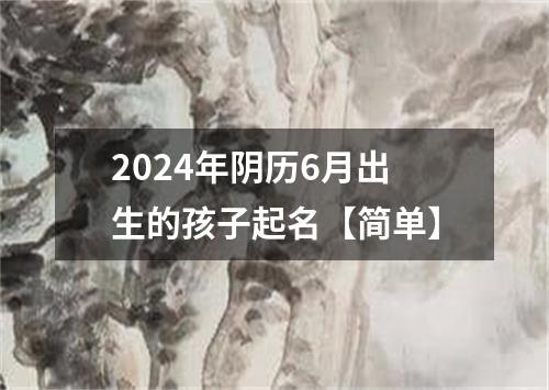 2024年阴历6月出生的孩子起名【简单】