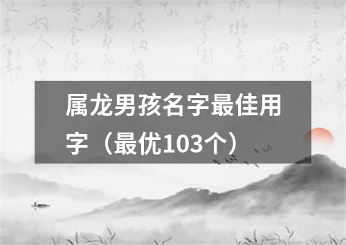 属龙男孩名字最佳用字（最优103个）