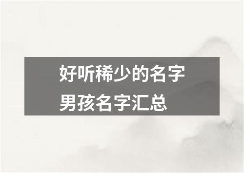 好听稀少的名字男孩名字汇总