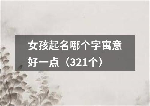 女孩起名哪个字寓意好一点（321个）