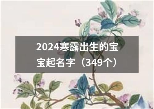 2024寒露出生的宝宝起名字（349个）