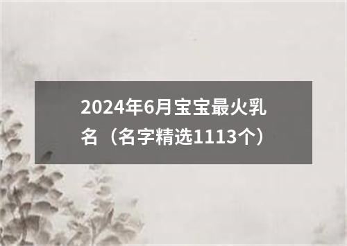 2024年6月宝宝最火乳名（名字精选1113个）