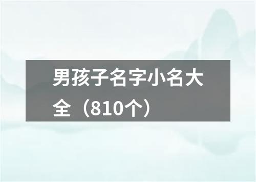 男孩子名字小名大全（810个）