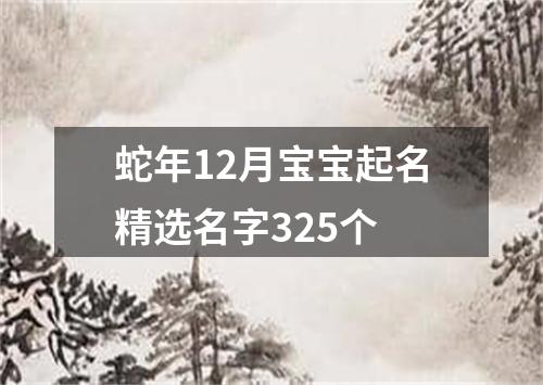 蛇年12月宝宝起名精选名字325个