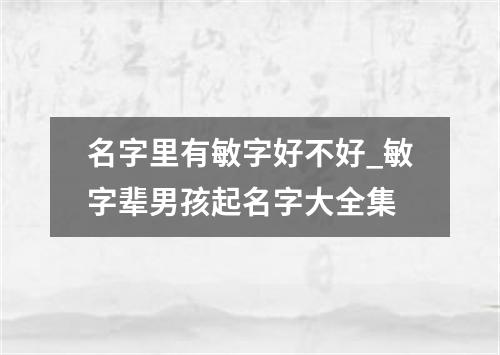 名字里有敏字好不好_敏字辈男孩起名字大全集