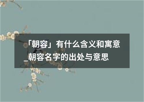 「朝容」有什么含义和寓意_朝容名字的出处与意思