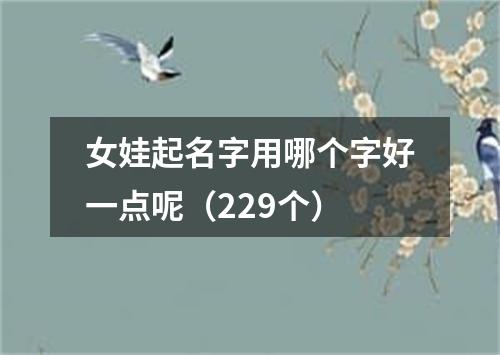 女娃起名字用哪个字好一点呢（229个）